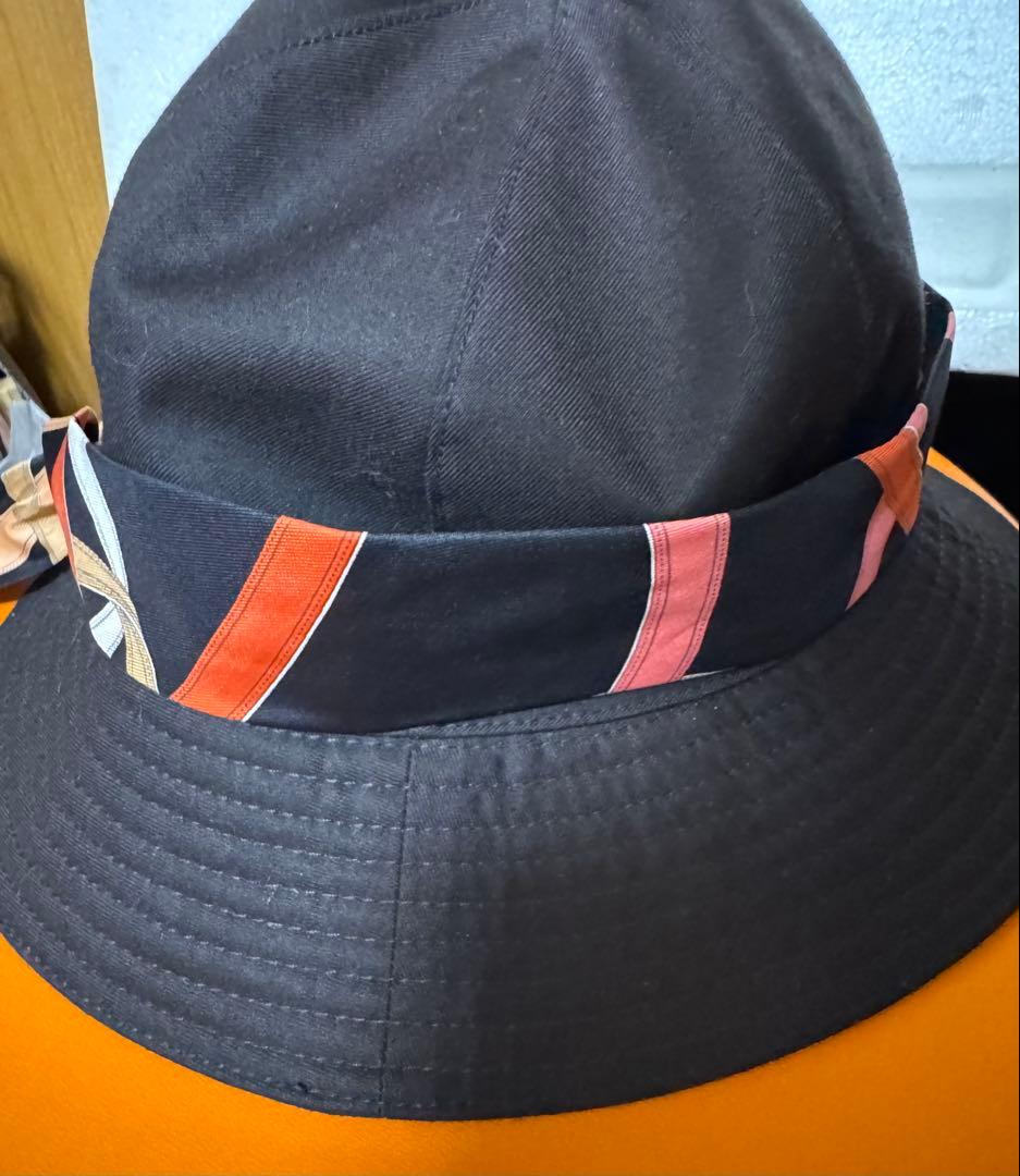 エルメス ハットOLGA オルガ ツイリー付き+ツイリー３種＋箱付き56黒