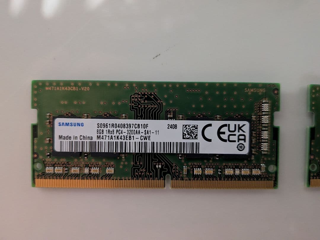 Samsung 8GB DDR4メモリ　3200AA 2枚
