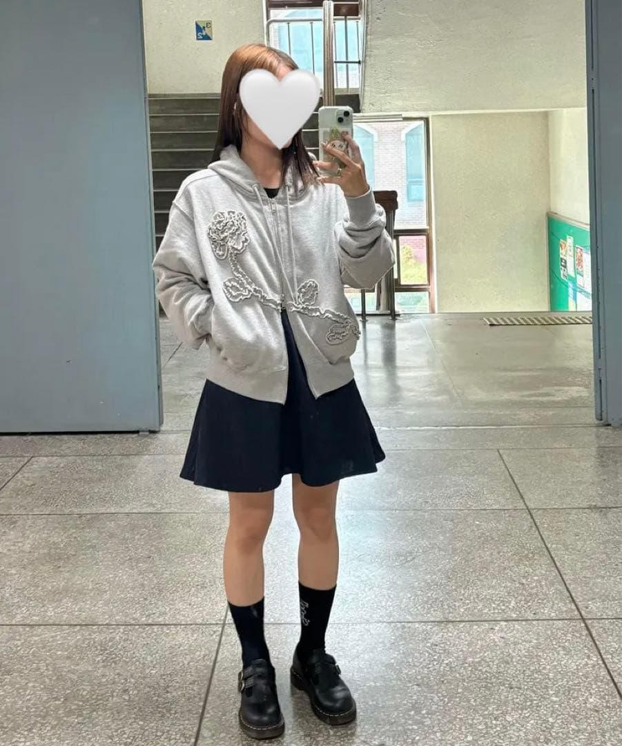 【Blue】SINOON Rose Frill Hoodie Zipup