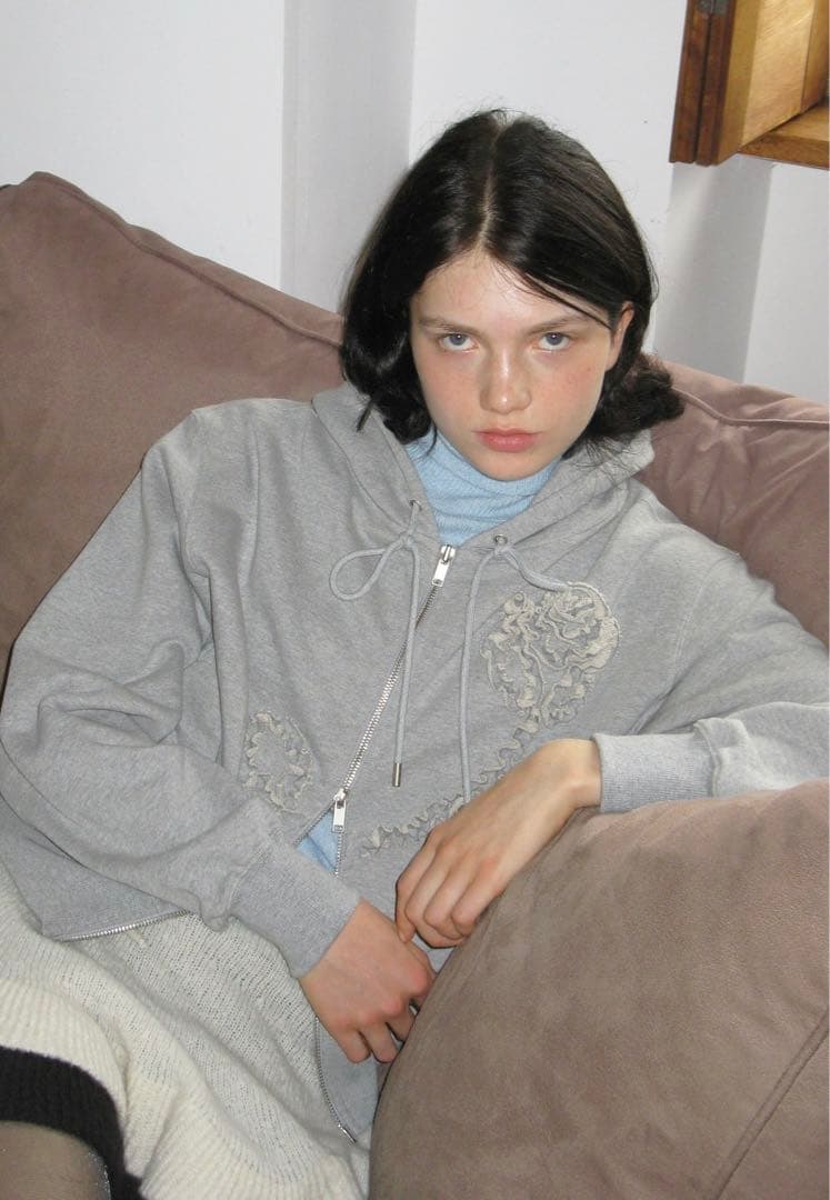 【Blue】SINOON Rose Frill Hoodie Zipup