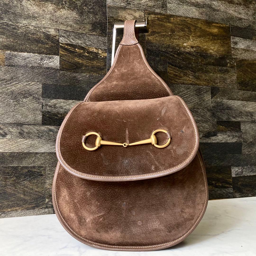 [希少] GUCCI オールドグッチ ボディバッグ ホースビット ブラウン
