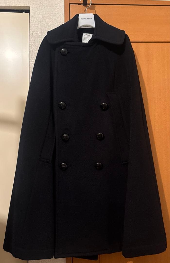 MADISONBLUE 18AWビック P ケープコート(カシミヤ混) ネイビー