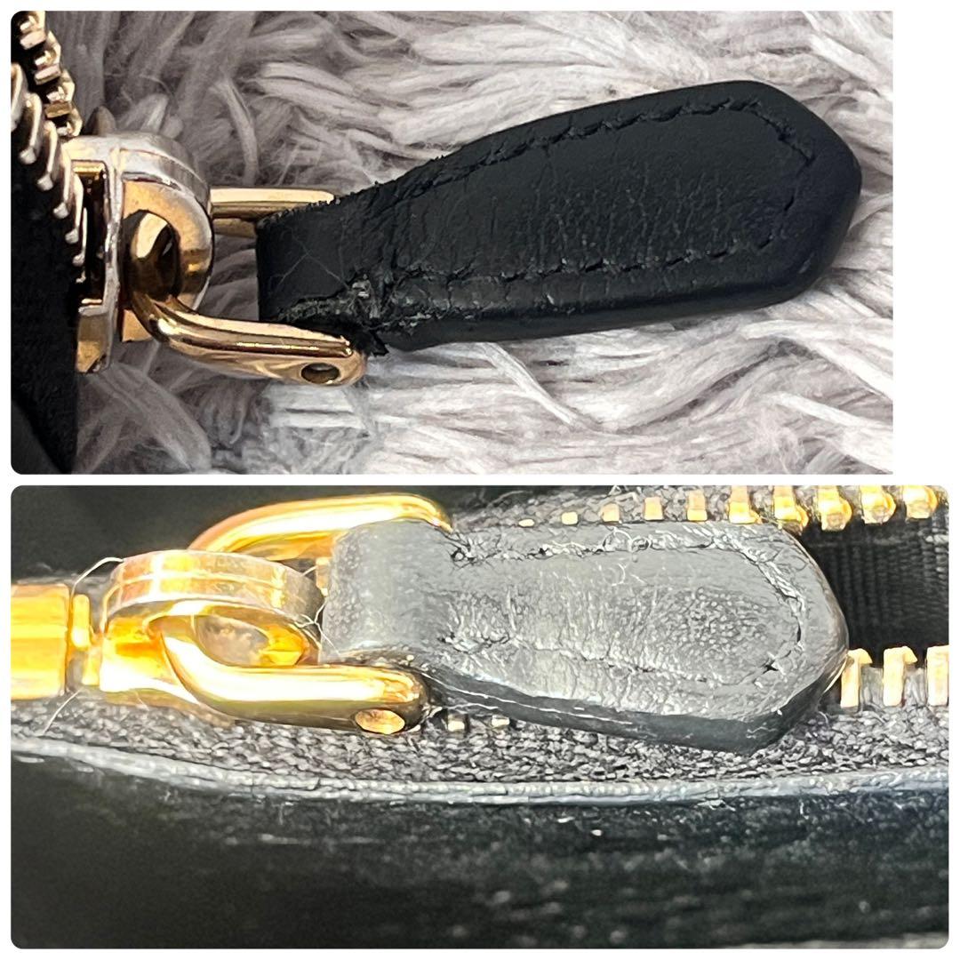 良品　プラダ　L字ファスナー　シボレザー　メタルロゴ　長財布　ブラック