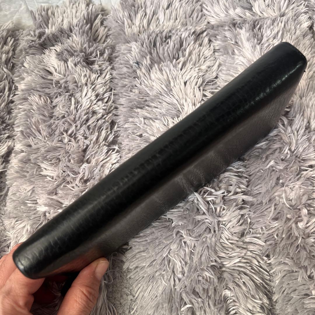 良品　プラダ　L字ファスナー　シボレザー　メタルロゴ　長財布　ブラック