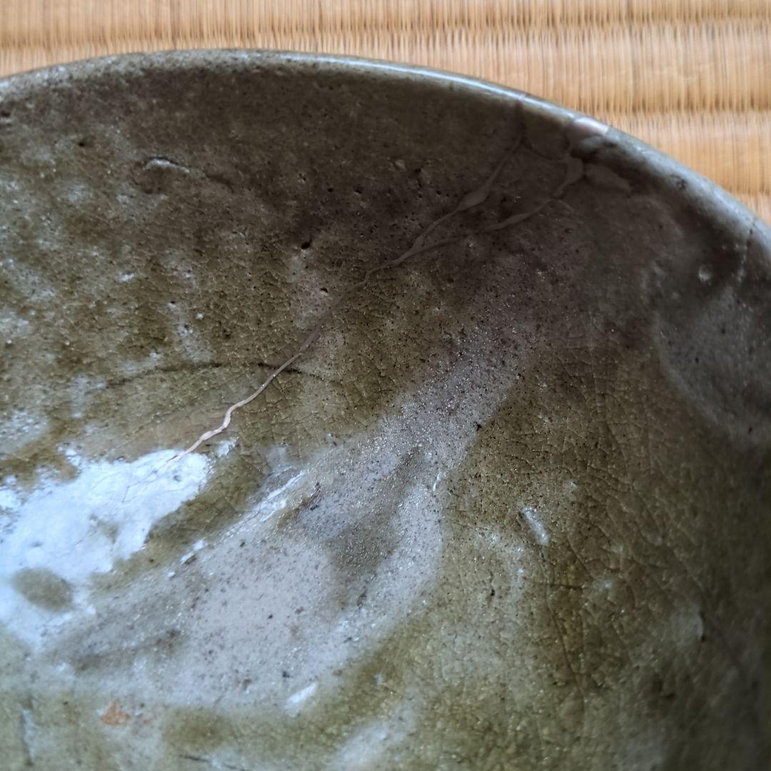 キャロライン洋子さま専用　　緑色の丸型陶器の器　青唐津茶碗　古唐津　桃山ー江戸時