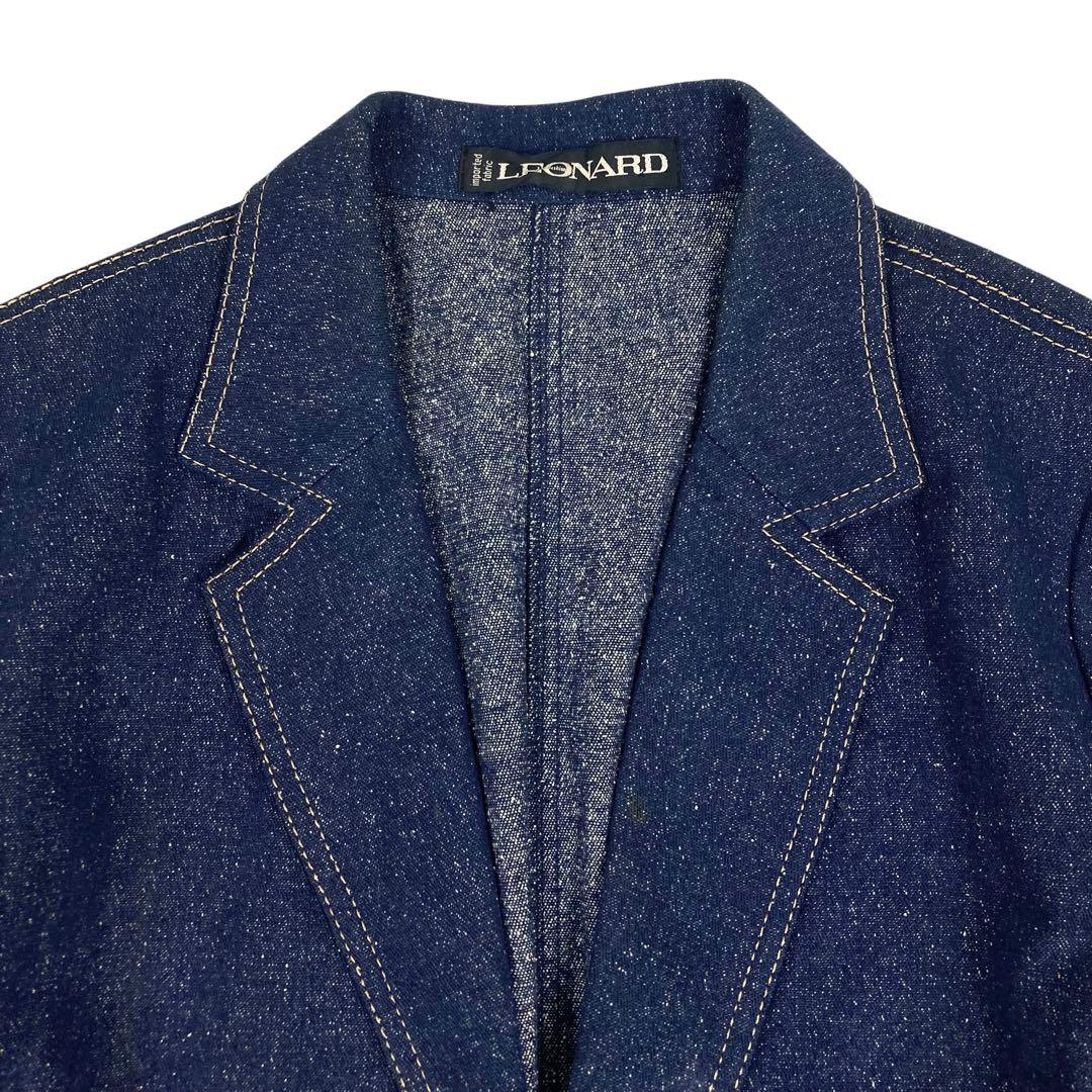05T629☆LEONARD 濃紺 薄手 デニム調 テーラード ジャケット 春秋