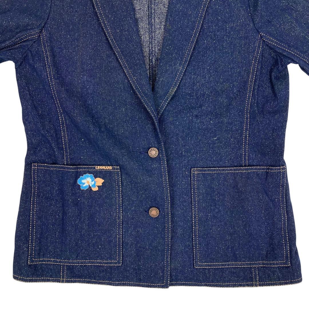 05T629☆LEONARD 濃紺 薄手 デニム調 テーラード ジャケット 春秋