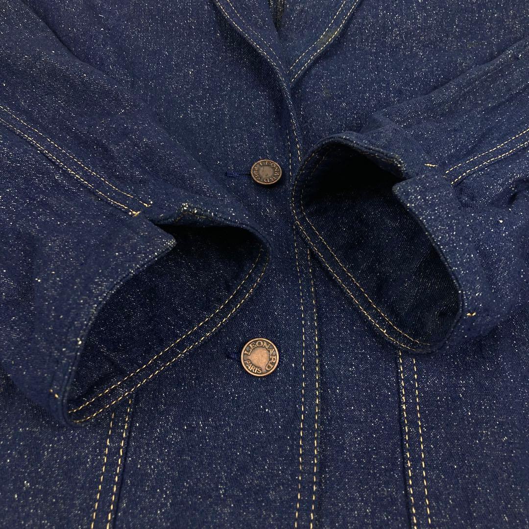 05T629☆LEONARD 濃紺 薄手 デニム調 テーラード ジャケット 春秋