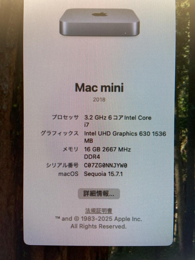 Mac mini 2018 i7 メモリ16GB 1TB ハイスペック