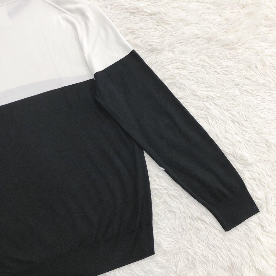 【最高級シルク100%】ヒューゴボス テーラード ニット セーター バイカラーL