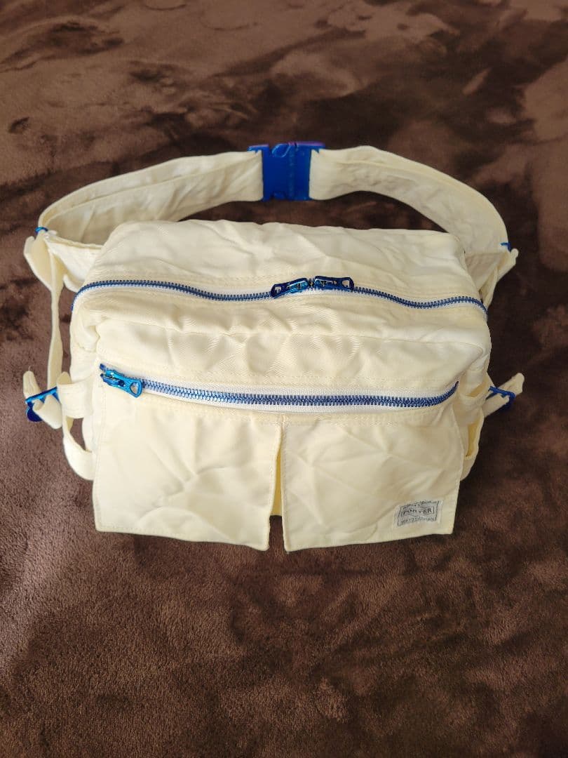 レア‼️白ナイロン★PORTER 近江チヂミ ウエストバッグ