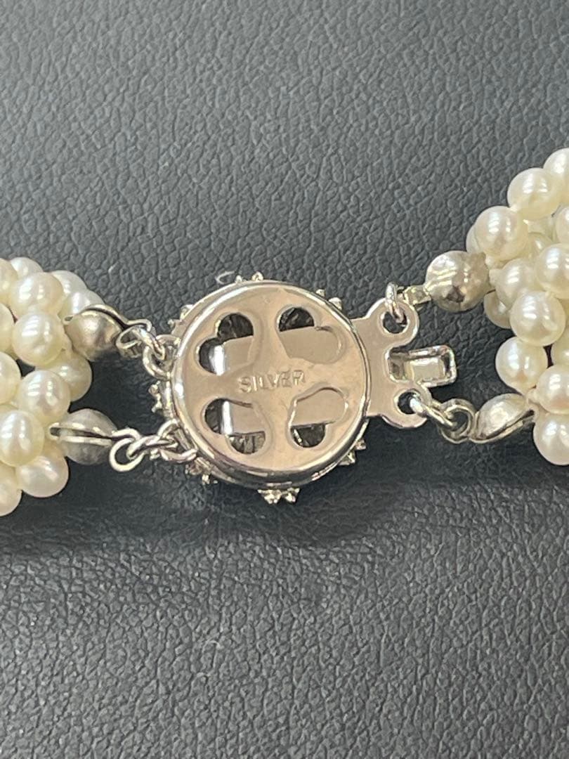 【Ｅ】淡水パール　10連ネックレス　ベビーパール　約3㍉玉　留め具シルバー