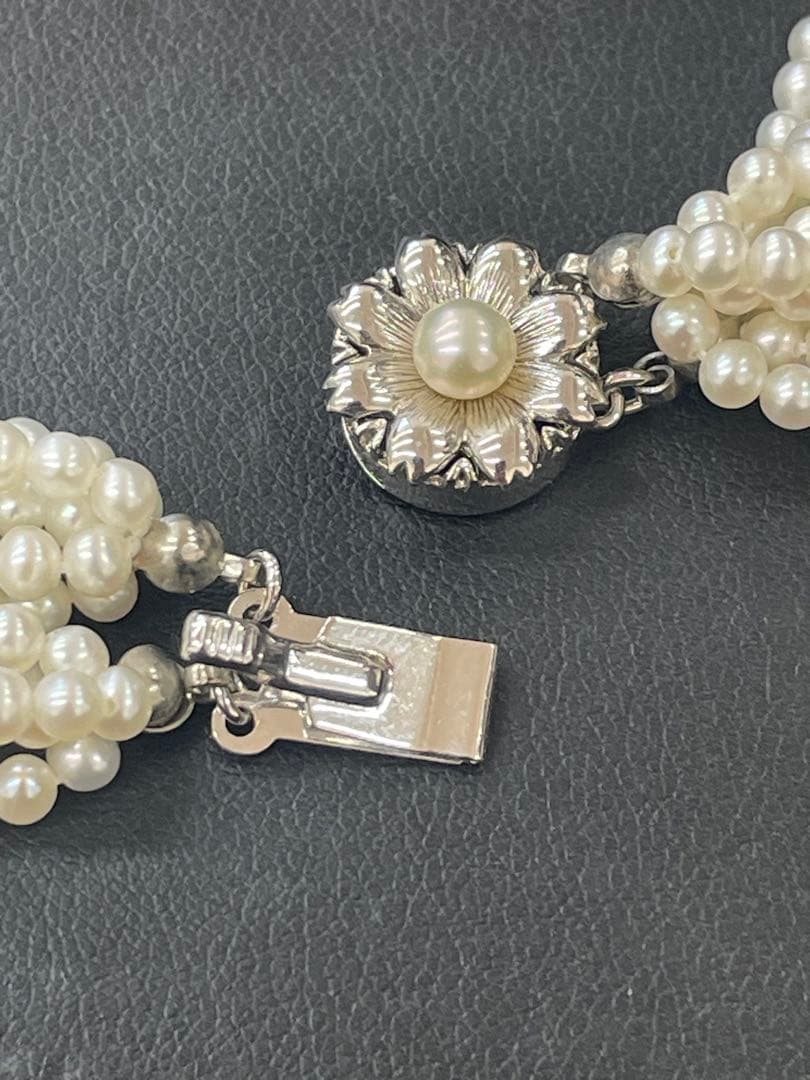 【Ｅ】淡水パール　10連ネックレス　ベビーパール　約3㍉玉　留め具シルバー