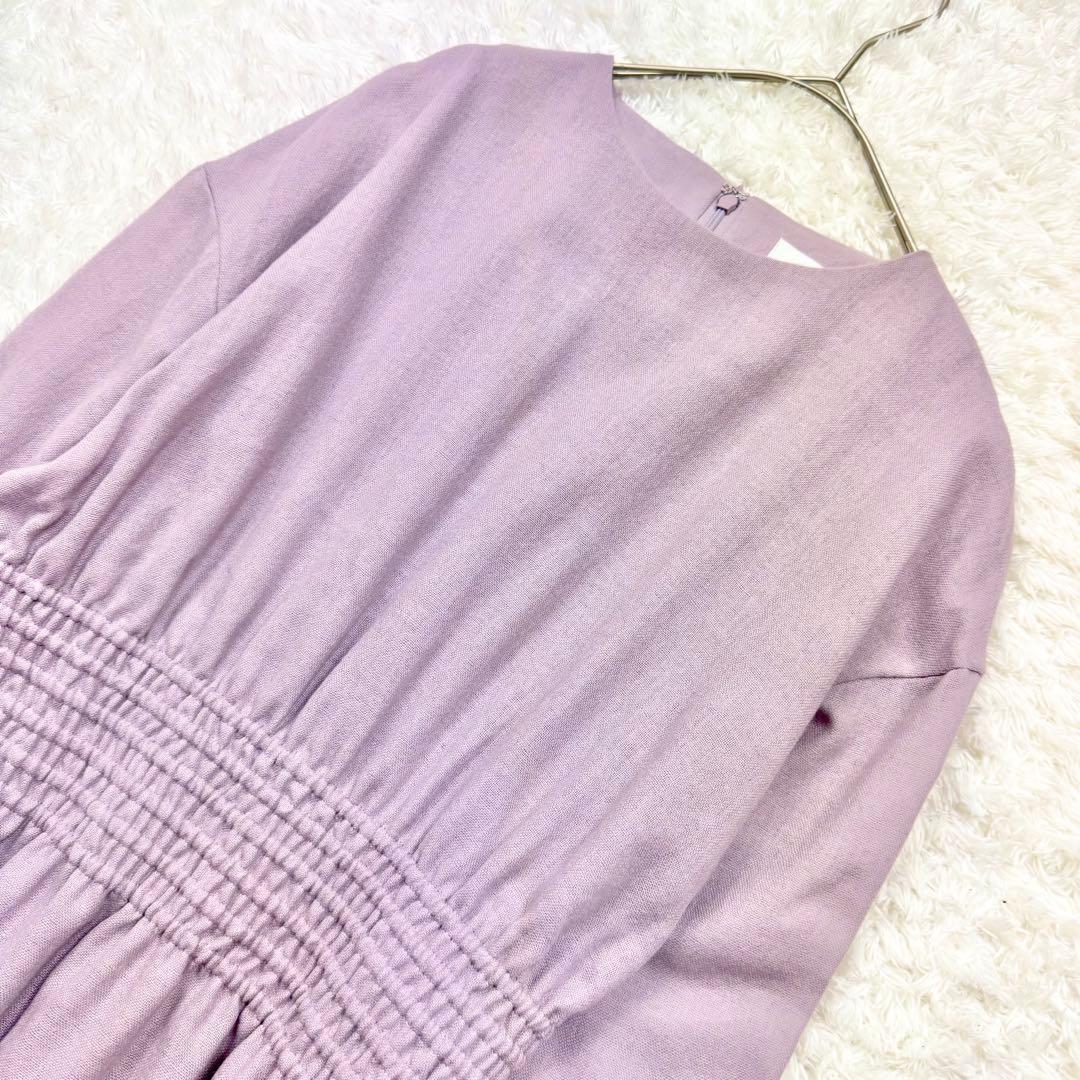 美品✨ エブール ウエストシェイプロングワンピース 長袖 ウール100% 36