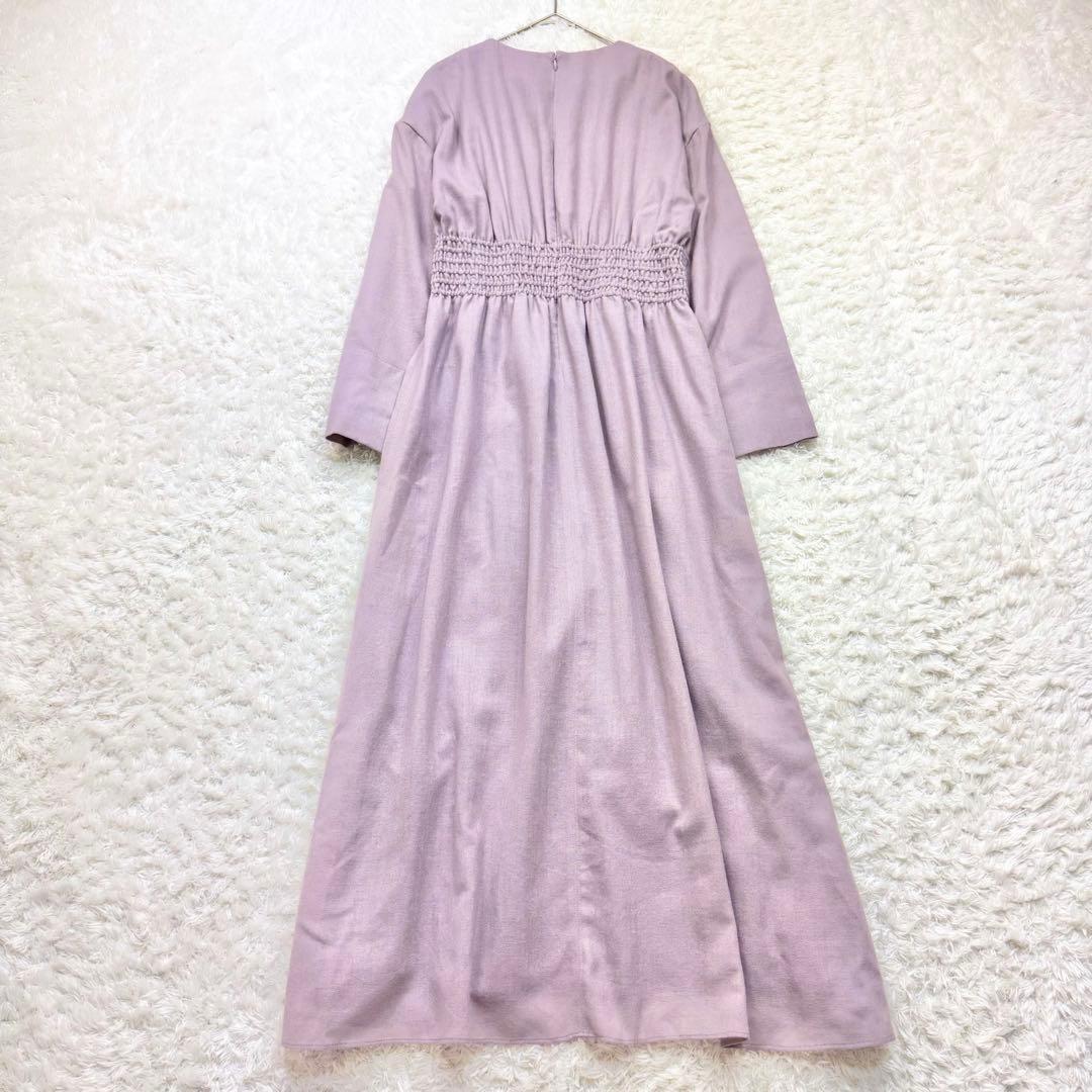 美品✨ エブール ウエストシェイプロングワンピース 長袖 ウール100% 36