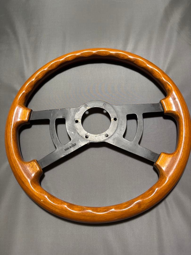 ウッドステアリング　イタリア製メーカー不明　当時物