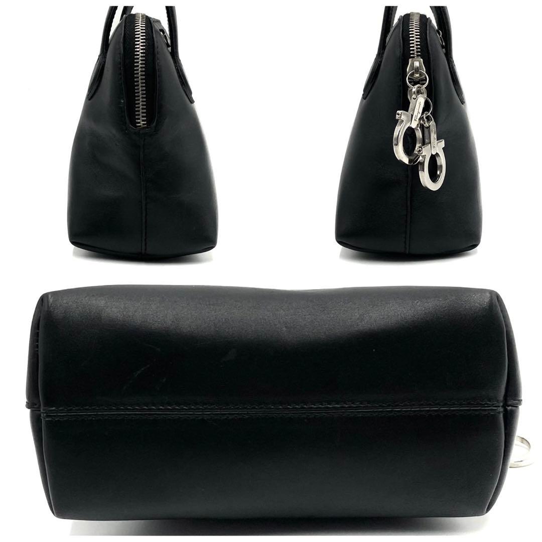 美品● フェラガモ ハンドバッグ ガンチーニ 金具 ブラック レザー