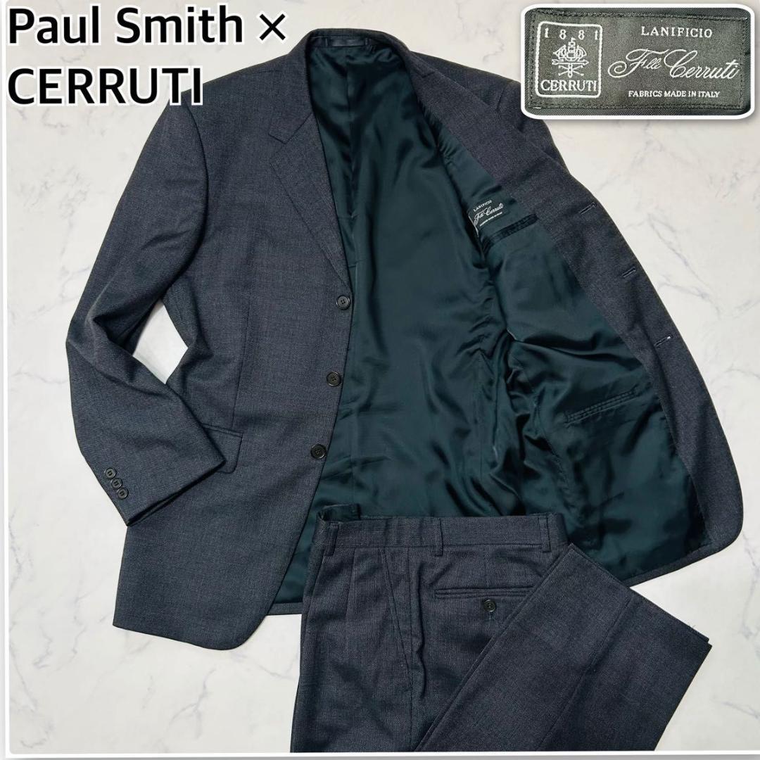 【美品】ポールスミス イタリア生地チェルッティ スーツ セット ダークグレー M