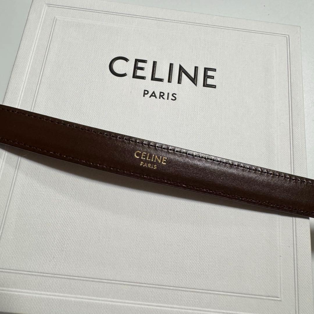 セリーヌ パイソンレザーベルト ブラウン 75