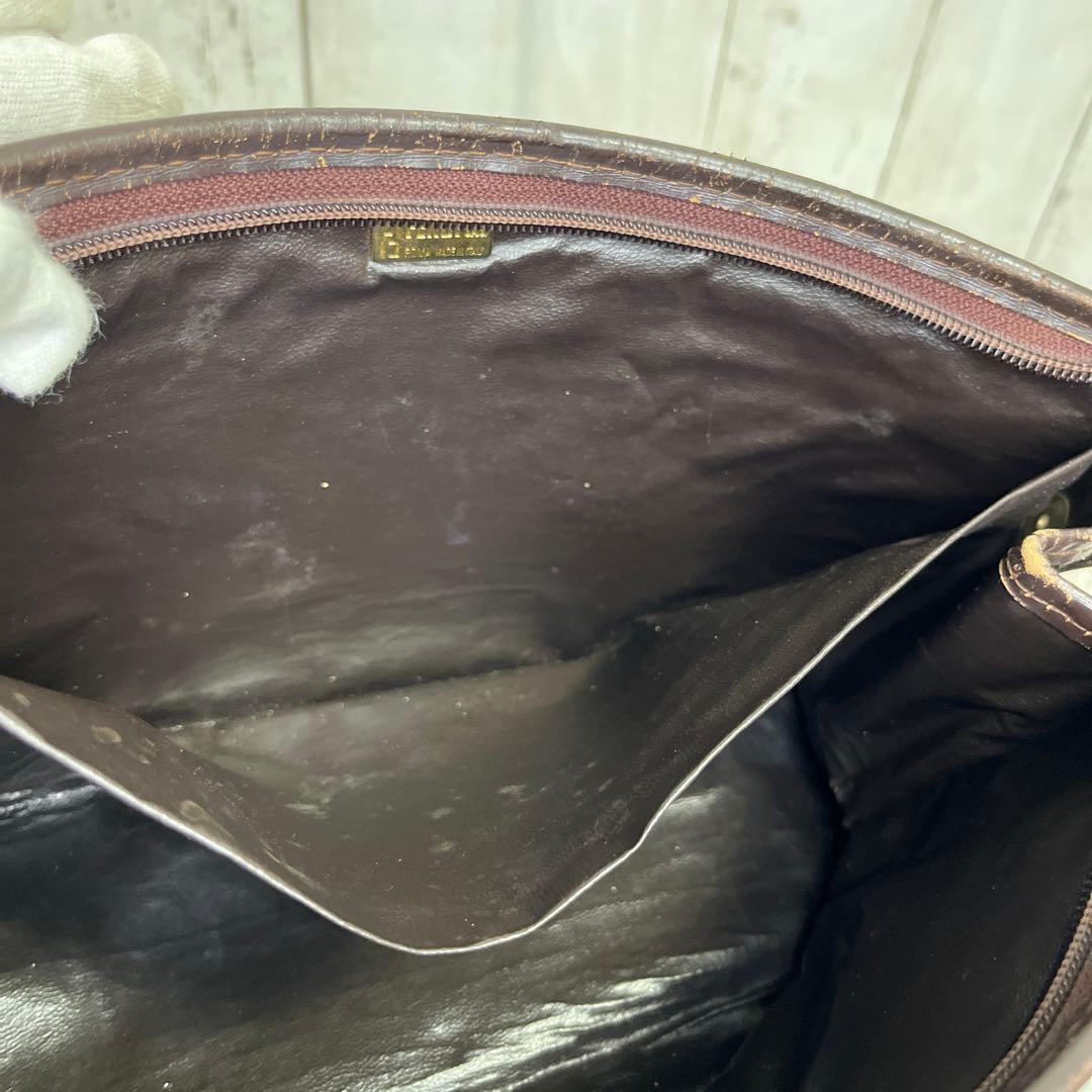 FENDI ズッカ　セカンドバッグ　クラッチバッグ　キャンバス　レザー　ブラウン