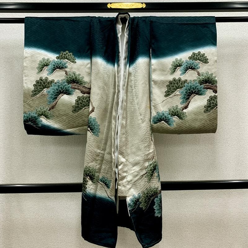 508ay66□お宮参り 男児 祝い着 着物 掛着 長襦袢付 金彩 龍に兜□美品