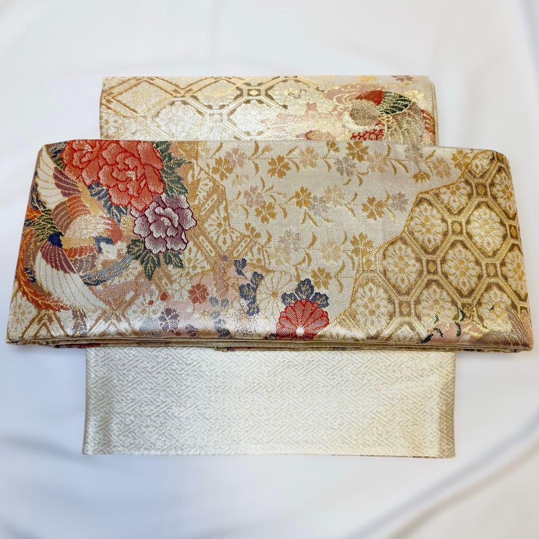 一体型 ワンタッチ帯 作り帯 佐賀錦 豪華 袋帯 二重太鼓