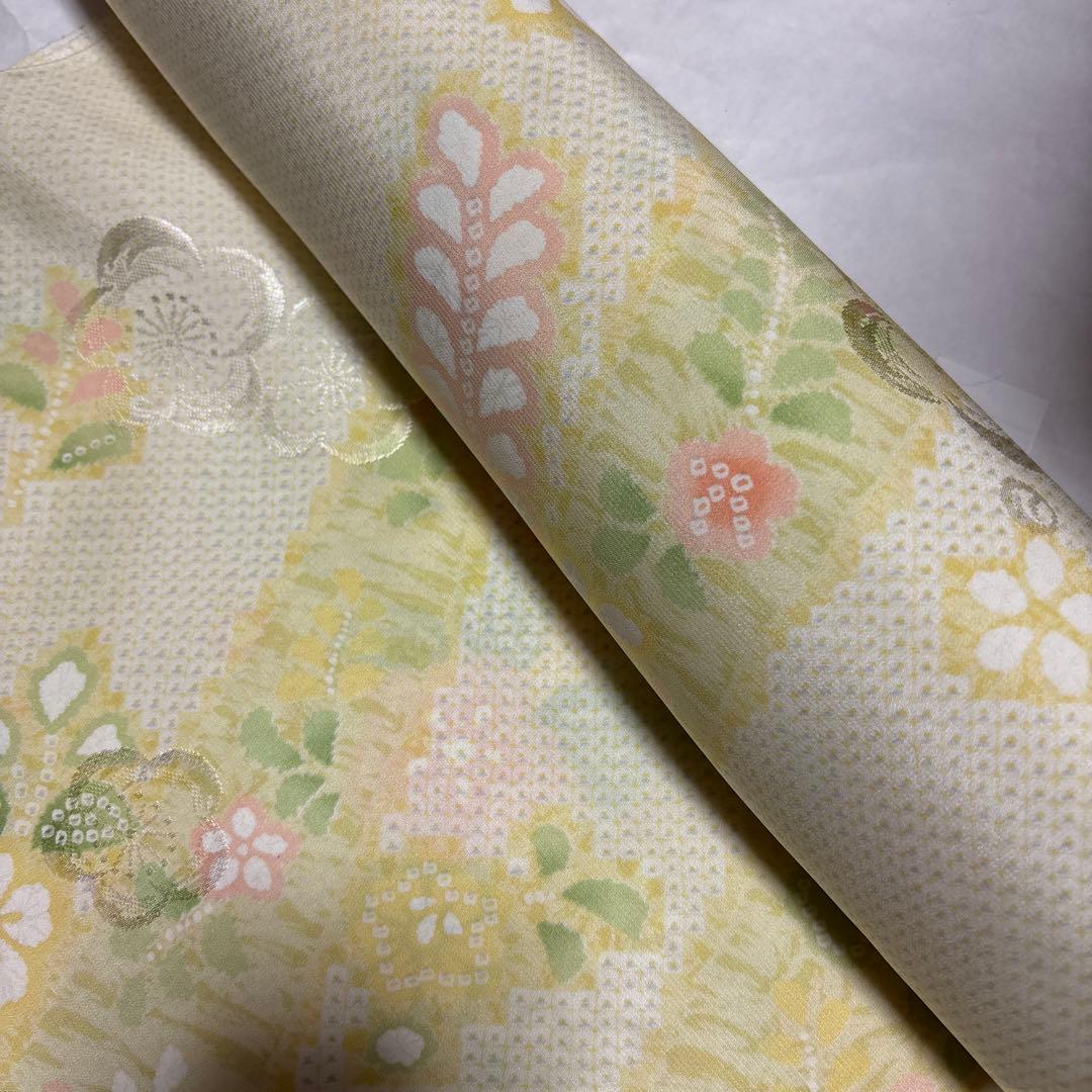 正絹長襦袢反物　京友禅　伝統工芸品 鹿子と辻ヶ花風　紋綸子　美品　長襦袢地