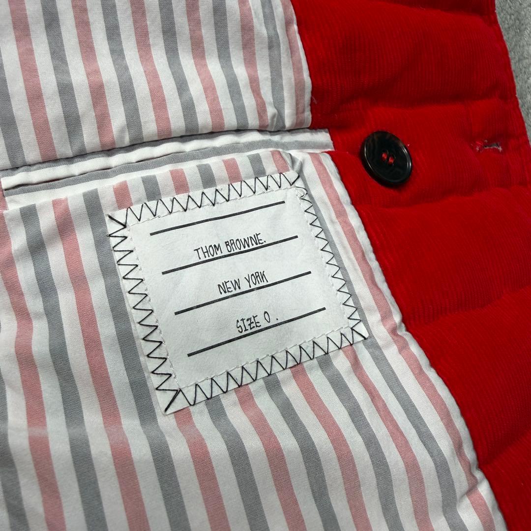 トムブラウン　コーデュロイ　ダブル　ダウンジャケット　0　金ボタン　レッド