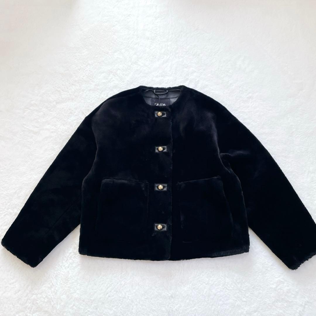 ZARA ザラ　フェイクファージャケット　金ボタン　ZW コレクション