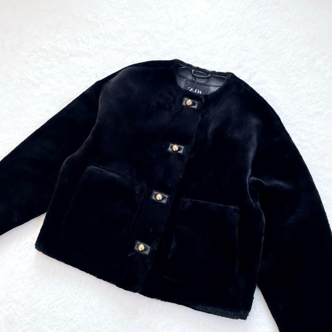 ZARA ザラ　フェイクファージャケット　金ボタン　ZW コレクション