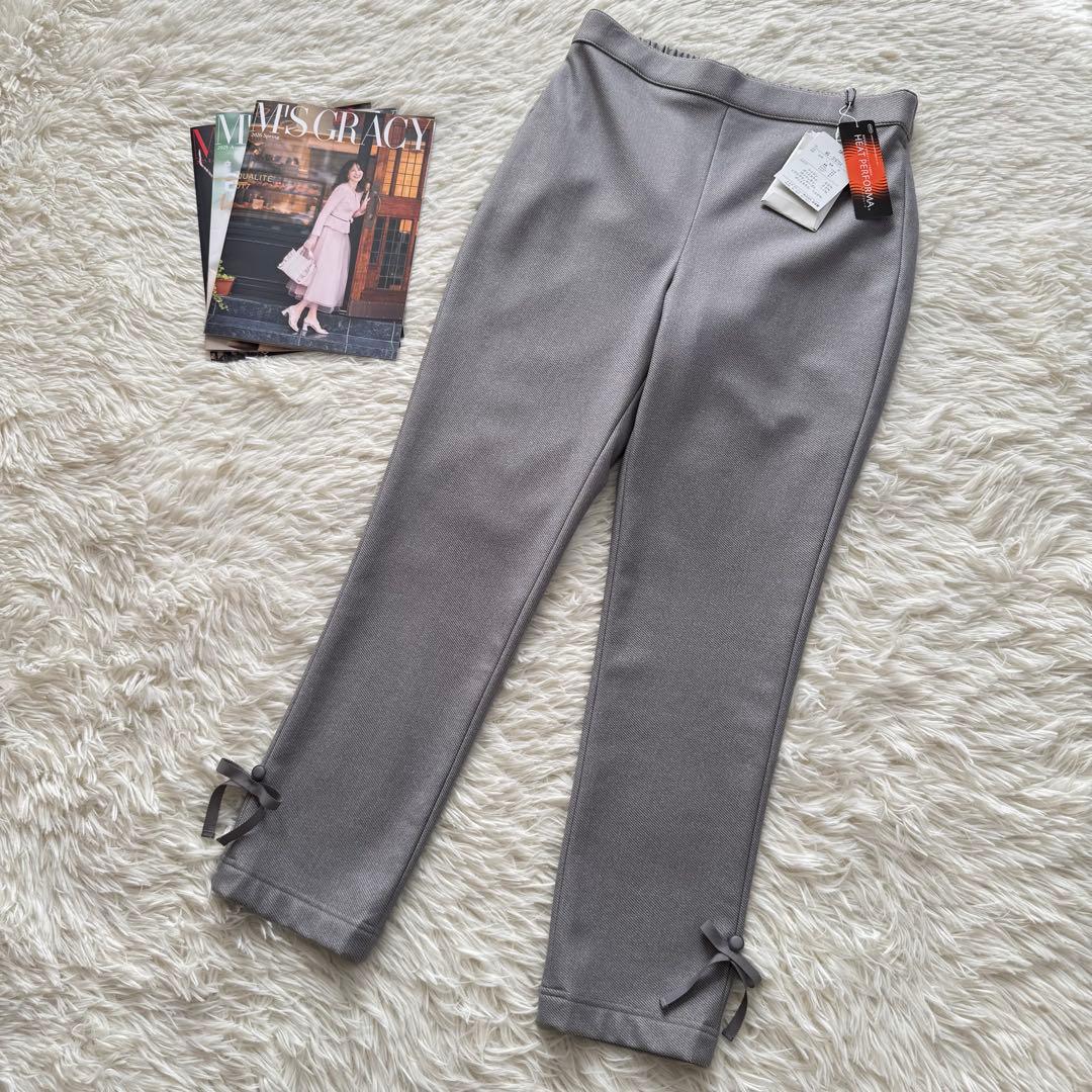 M'S GRACY 【新品】リボン付♡ あったか*裏起毛パンツ グレー 38