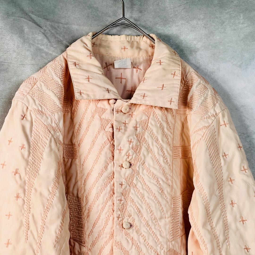 【希少・イッセイミヤケ】ジャケット チャイナボタン 異素材 刺繍 アート L