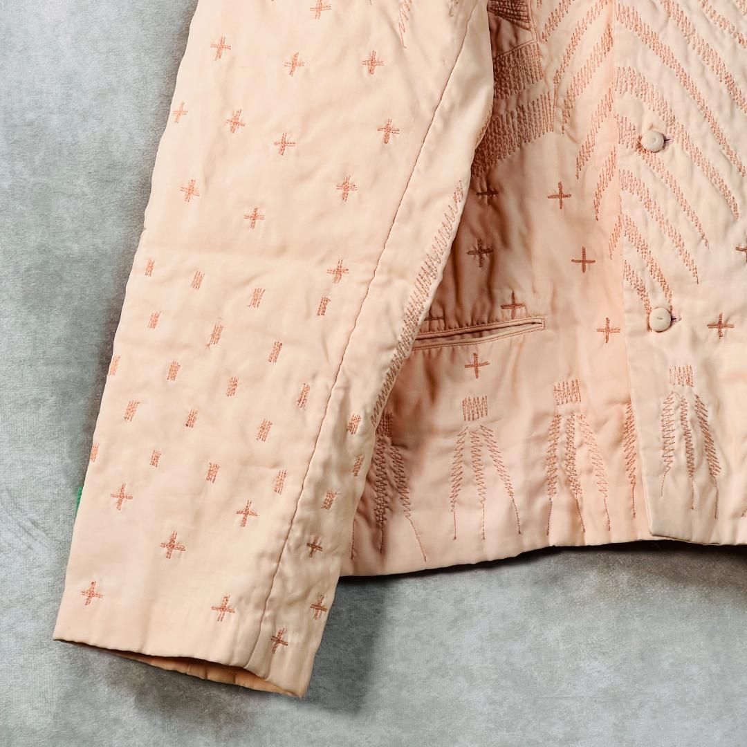 【希少・イッセイミヤケ】ジャケット チャイナボタン 異素材 刺繍 アート L