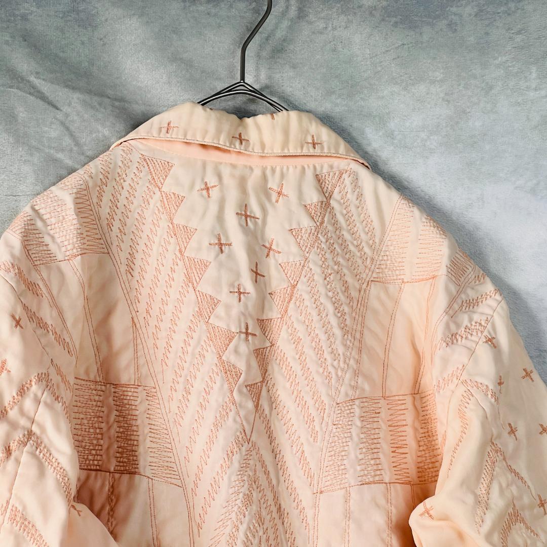 【希少・イッセイミヤケ】ジャケット チャイナボタン 異素材 刺繍 アート L