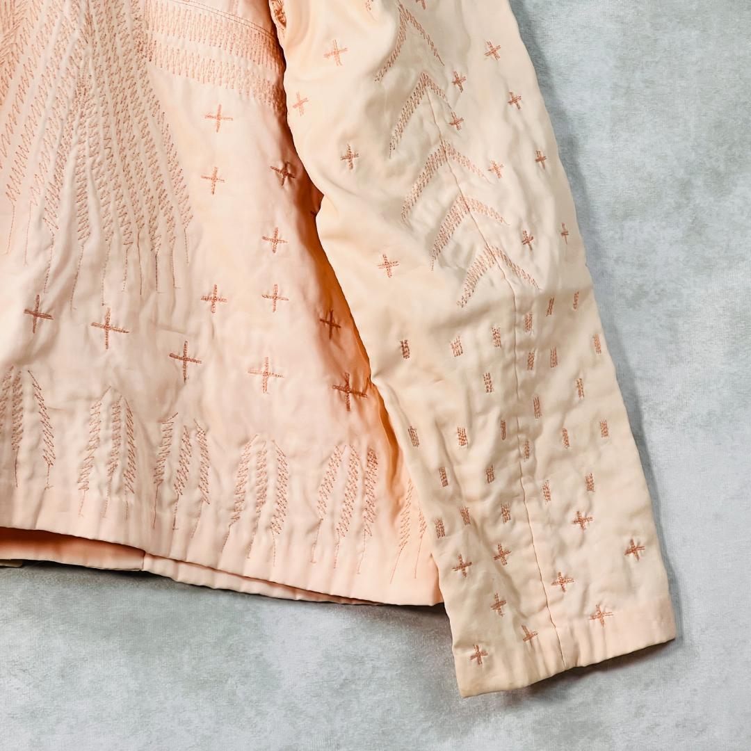 【希少・イッセイミヤケ】ジャケット チャイナボタン 異素材 刺繍 アート L