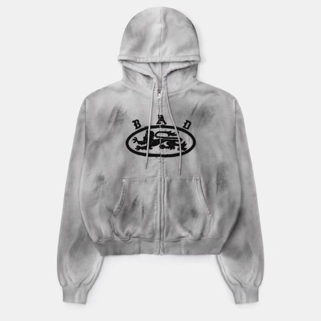 Bad Blood ホワイト ジップアップパーカー 男女兼用