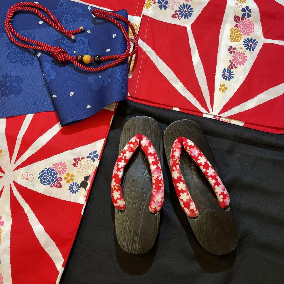 限定1☆浴衣 大正ロマン アンティーク 浴衣 麻の葉　猫 赤 白 黒猫