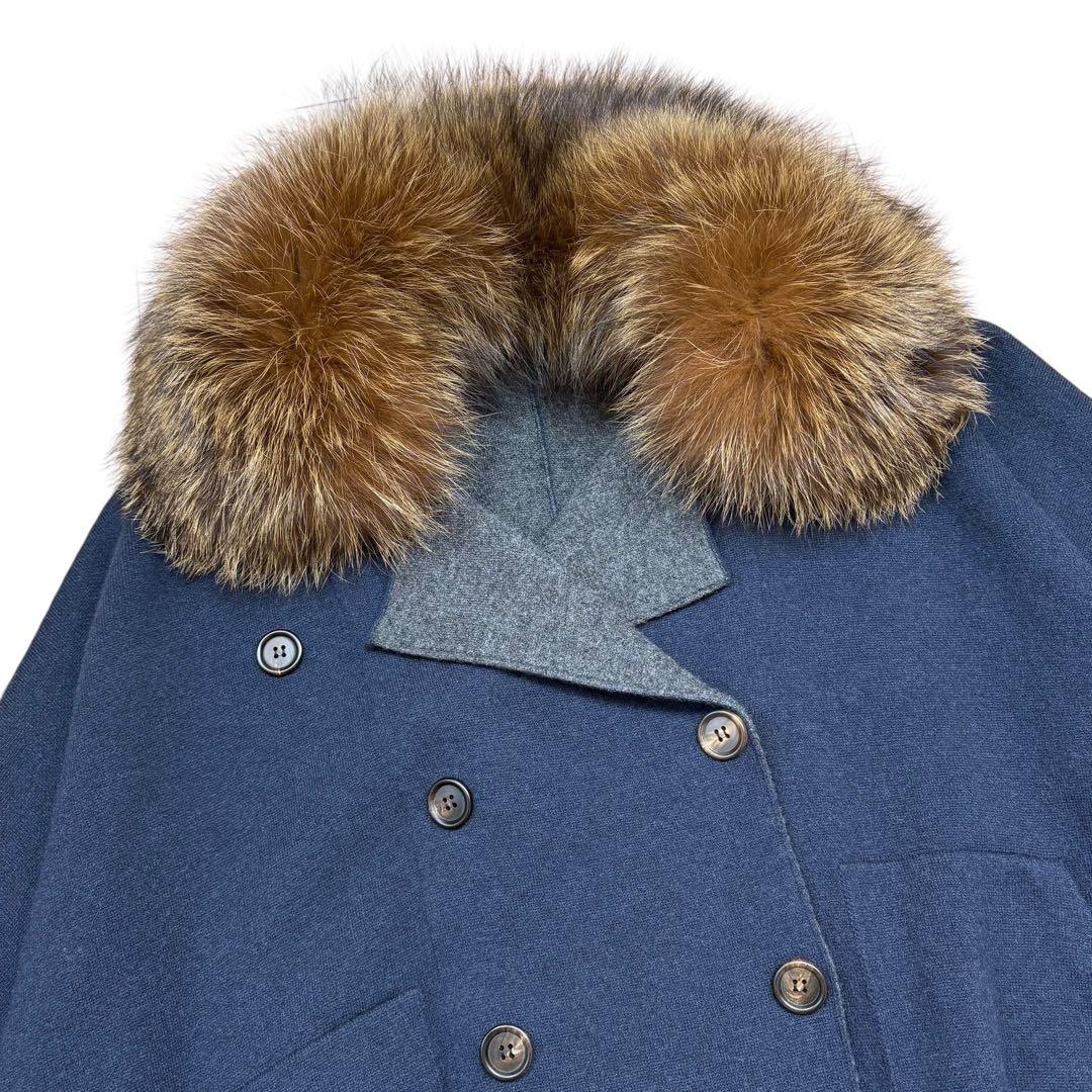 未使用品 BRUNELLO CUCINELLI カシミヤ100 ポンチョ ファー