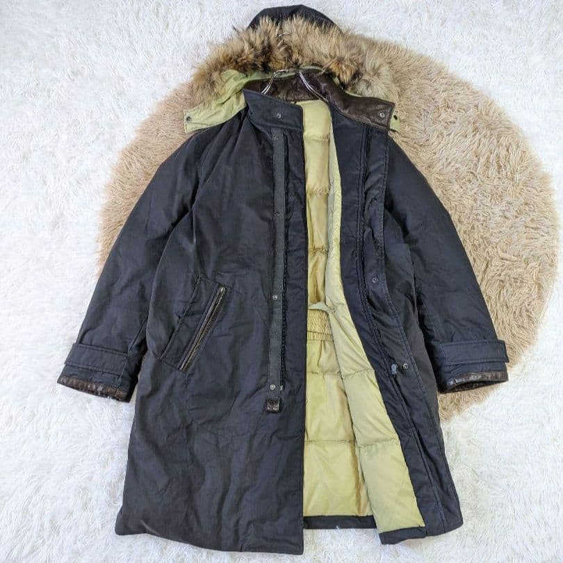 AQUARAMA モッズコート ダウン ファー フード付 イタリア製 メンズ L