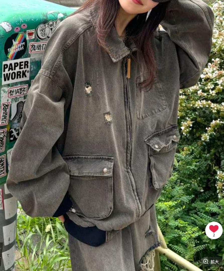 最終お値下価格PAGEBOY 【PBLIM】ダメージデニムブルゾン