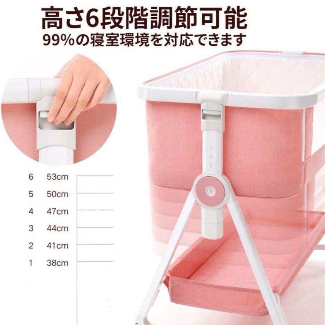 HZDMJ 2023 ベビーベッド ベージュ 6段階高さ調整 移動可能キャスター