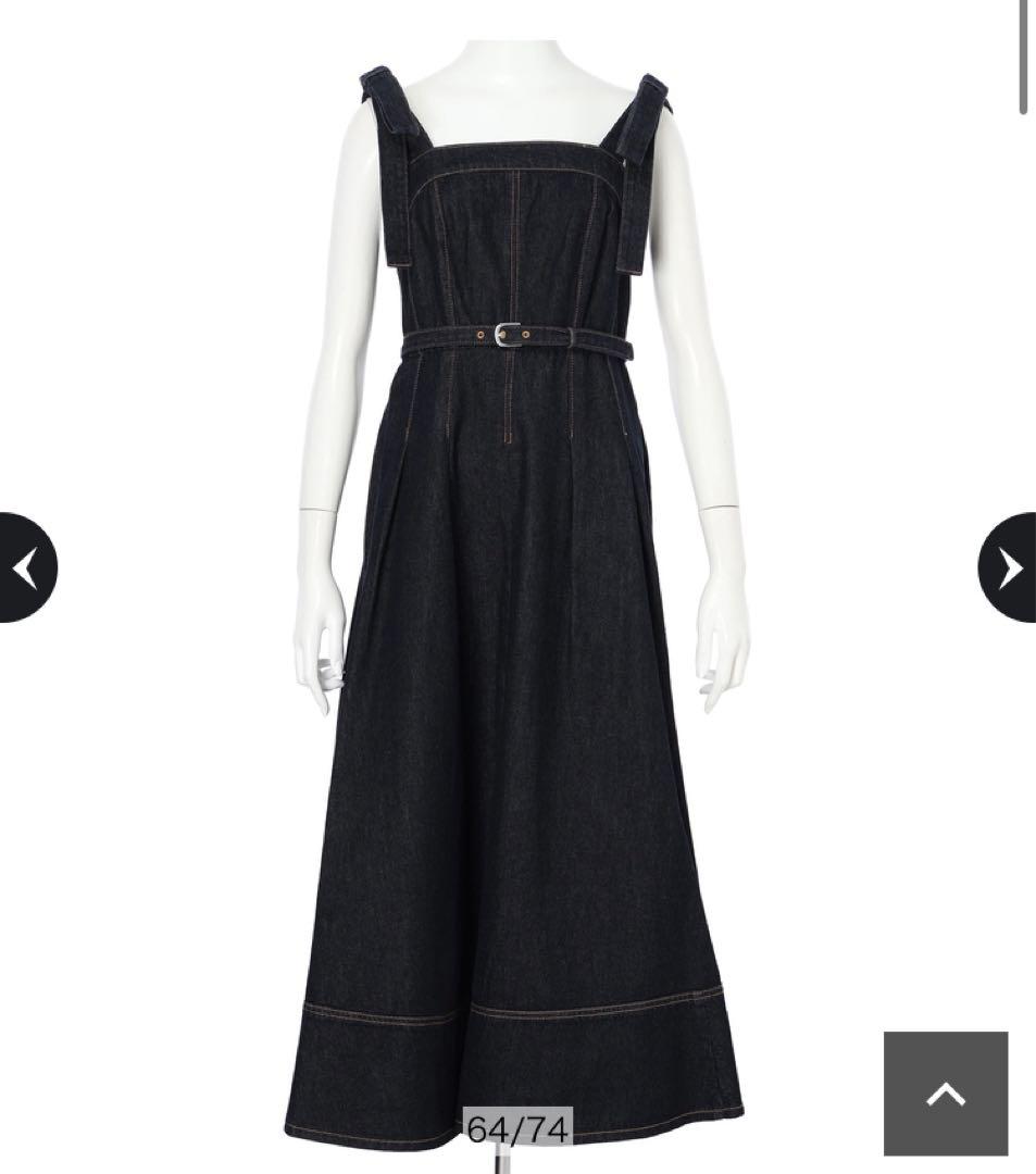 【新品】【セール中】アプワイザーリッシェ　ショルダーリボンデニムジャンスカ　紺S