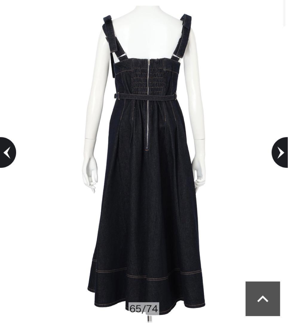 【新品】【セール中】アプワイザーリッシェ　ショルダーリボンデニムジャンスカ　紺S