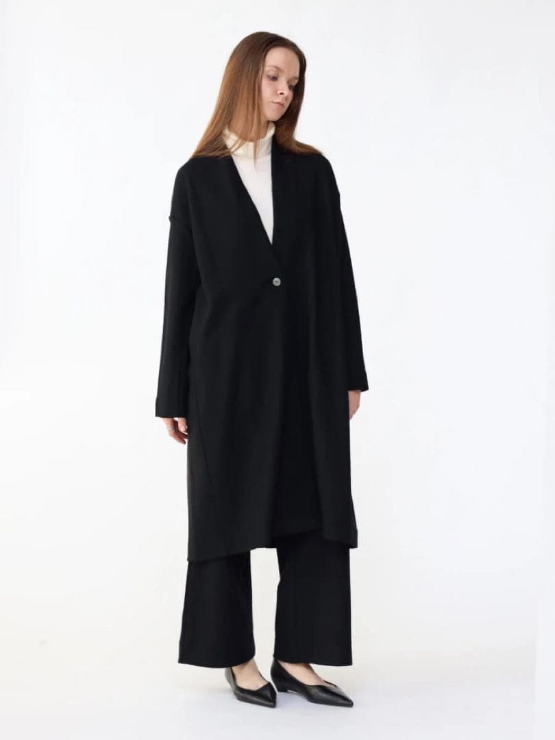 【新品】 Aga ウール スムース ガウンジャケット ノーカラー 日本製