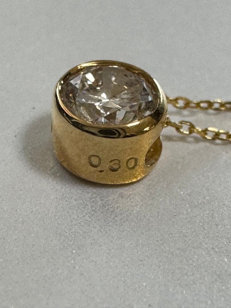 K18YG ダイヤモンド ネックレス 0.30カラット フクリン 一粒