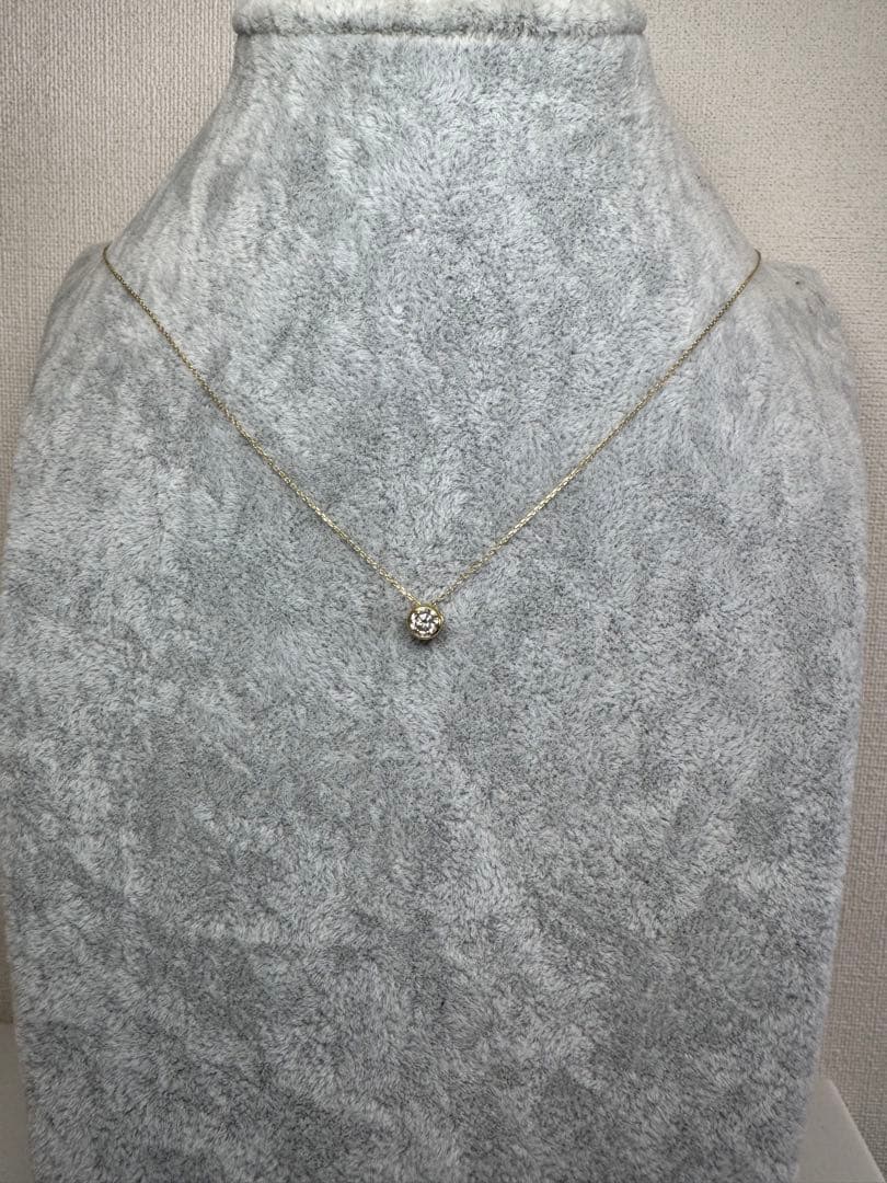 K18YG ダイヤモンド ネックレス 0.30カラット フクリン 一粒