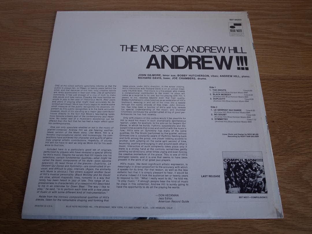 アンドリュー・ヒル / アンドリュー!!! US盤 LP ブルーノート