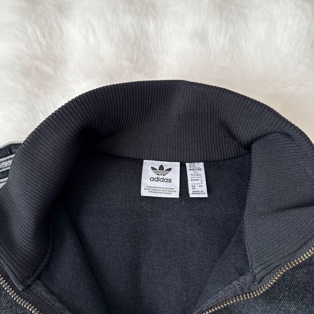 adidas デニムトラックトップ xsブラック　デニムジャケット　y2k
