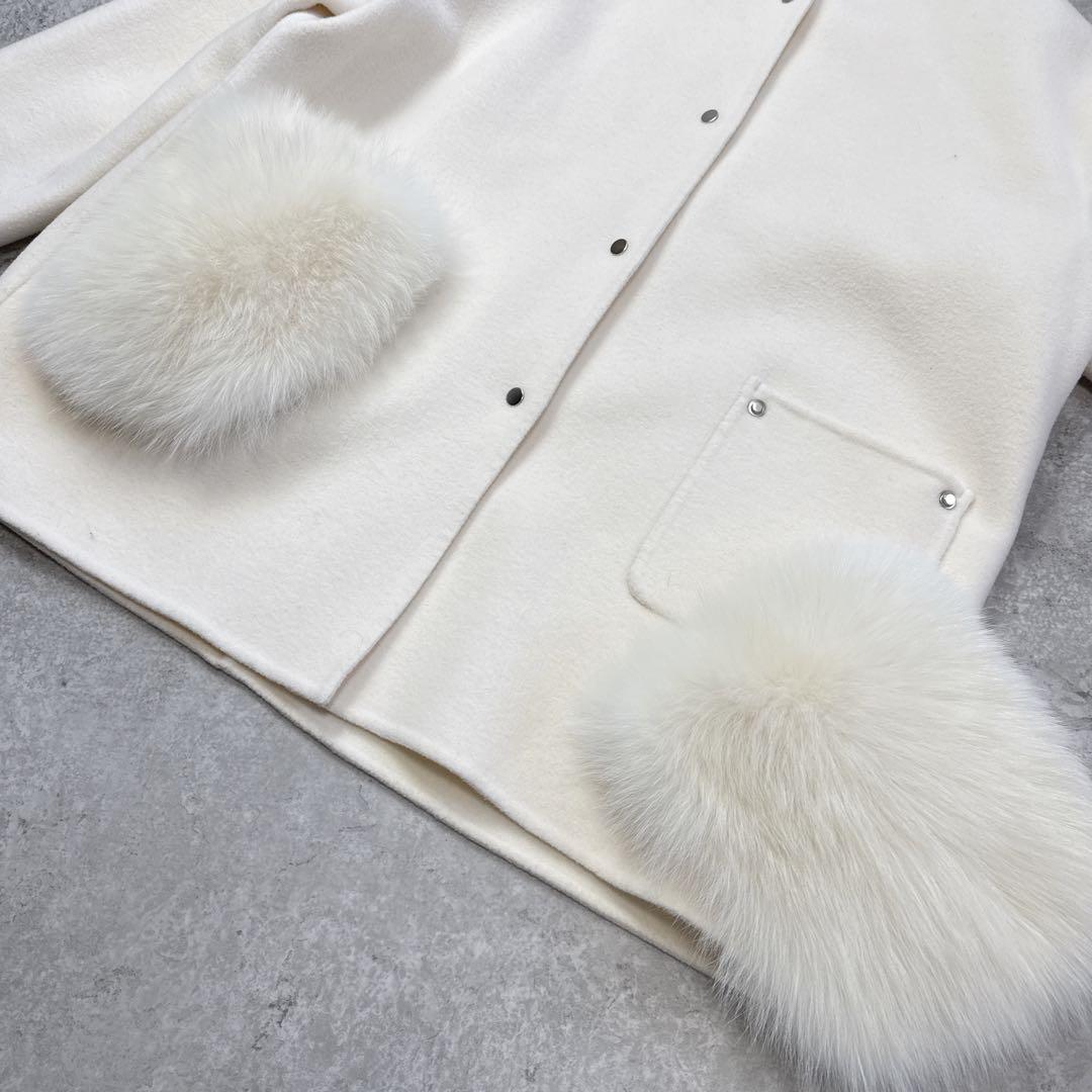 u-big 石井毛皮 ウールダブルフェイス FOXポケットファーコート S