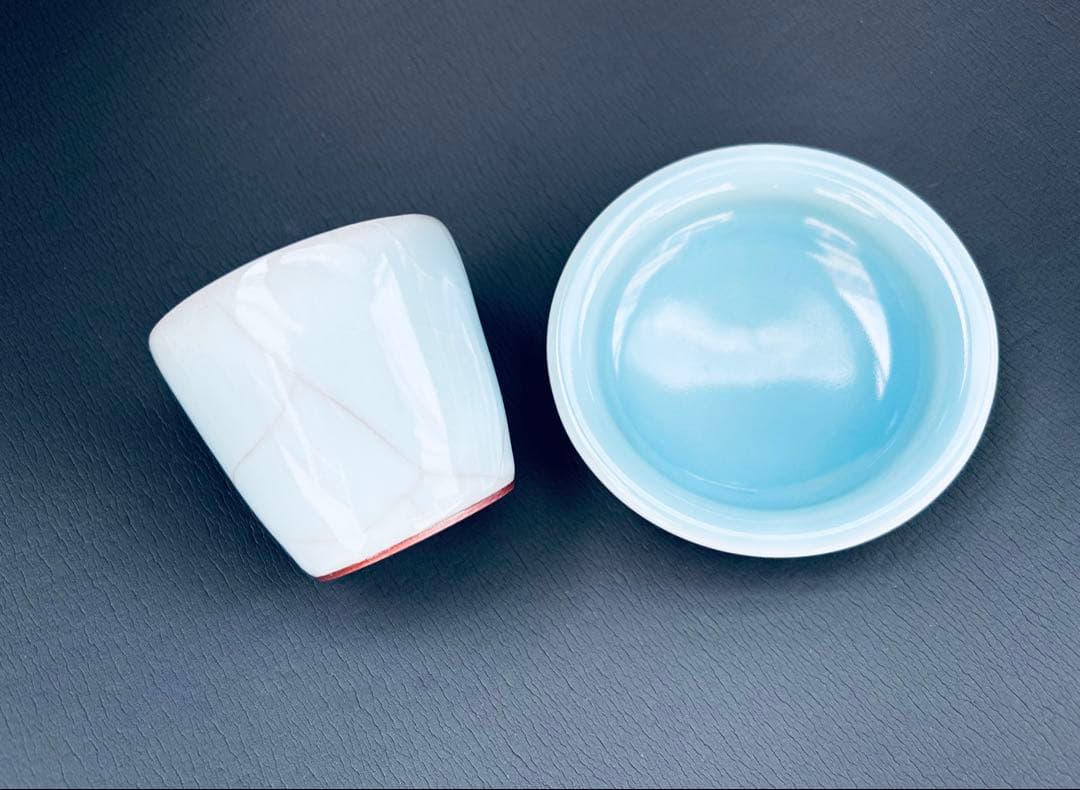 人間国宝　鈴木三成作　青瓷「氷裂」「淀青」 2点セット